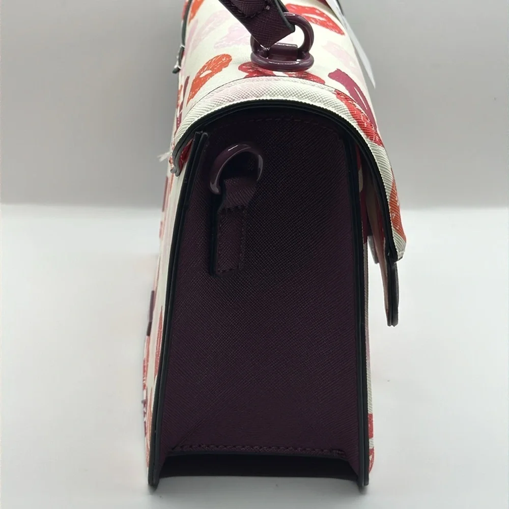 Aldo valentine kisses White and Red Satchel with Lip Print